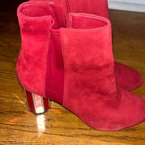 Red suede booties, Aldo